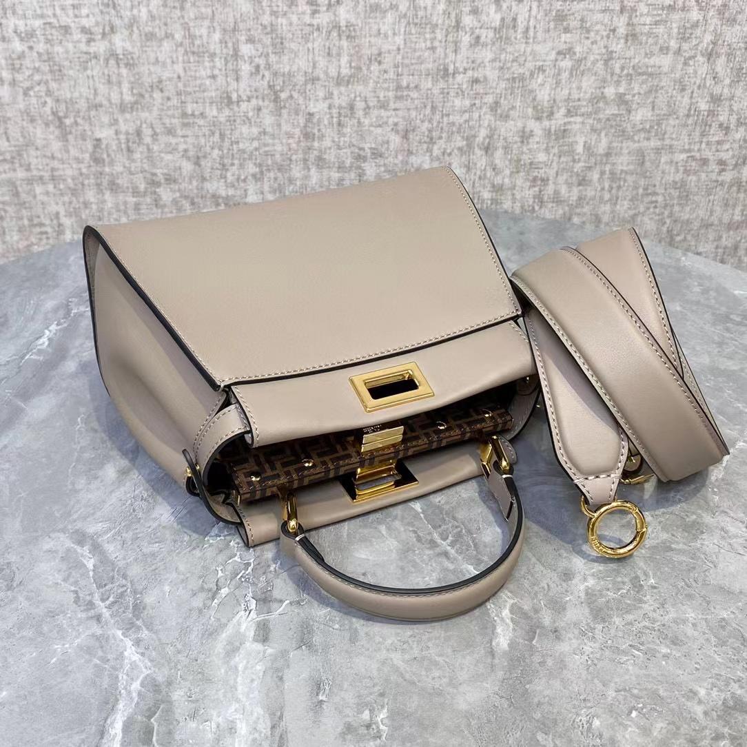 Fendi Peekaboo Mini Dove Gray Leather Bag - EUR FASHION