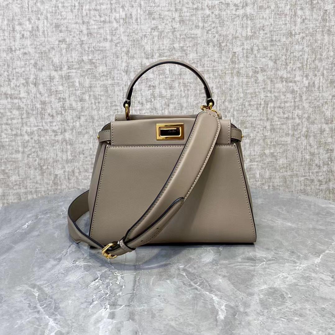 Fendi Peekaboo Mini Dove Gray Leather Bag - EUR FASHION