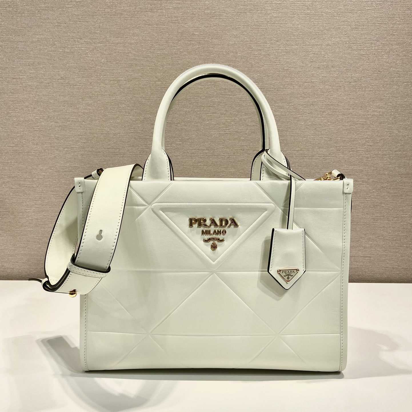 Prada Small Leather Prada Symbole Bag With Topstitching - EUR FASHION