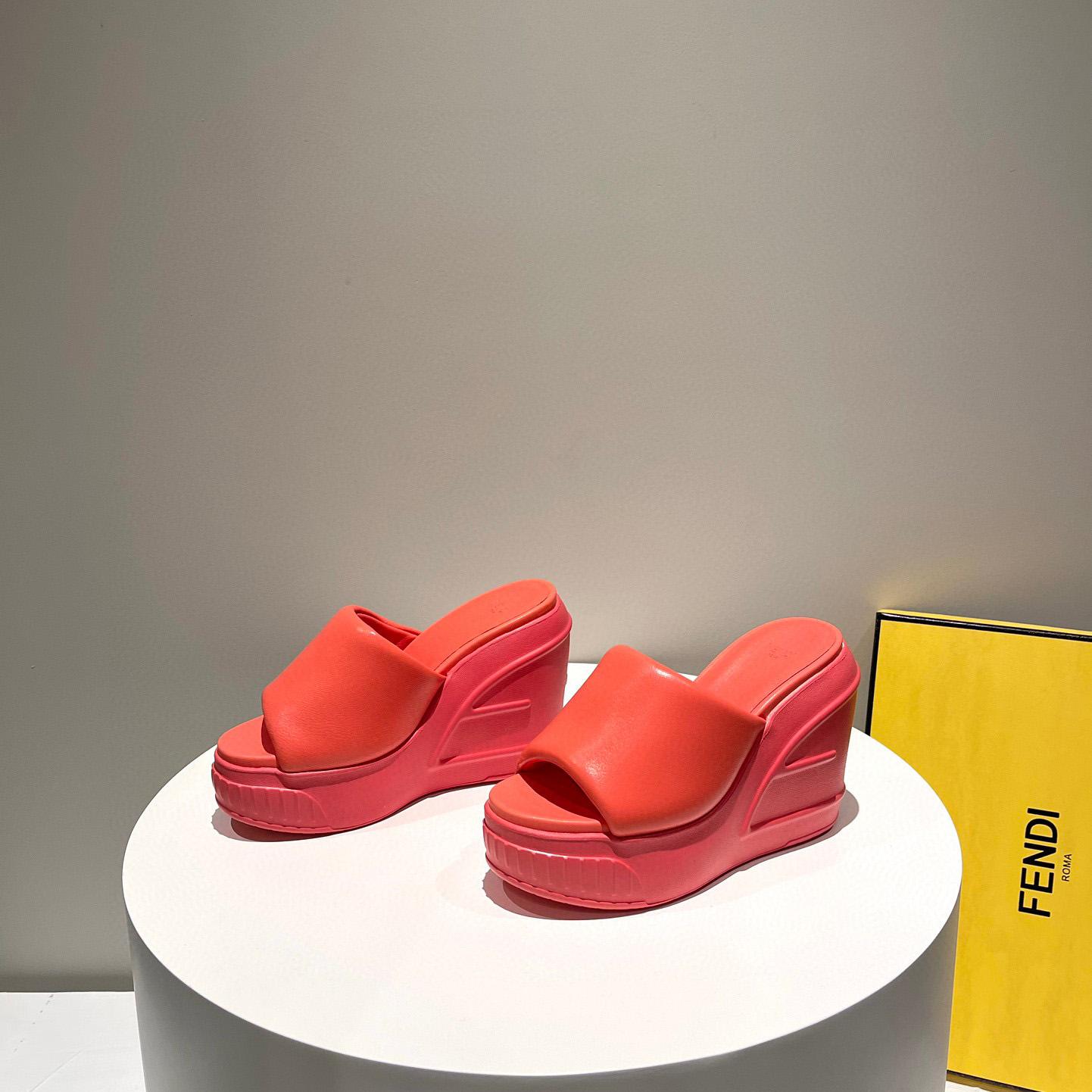 Fendi Fashion Show Red Nappa Leather Slides - EUR FASHION