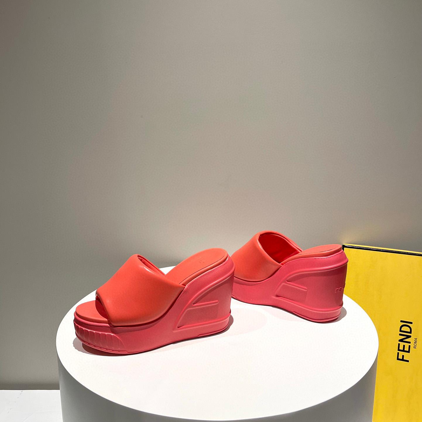 Fendi Fashion Show Red Nappa Leather Slides - EUR FASHION