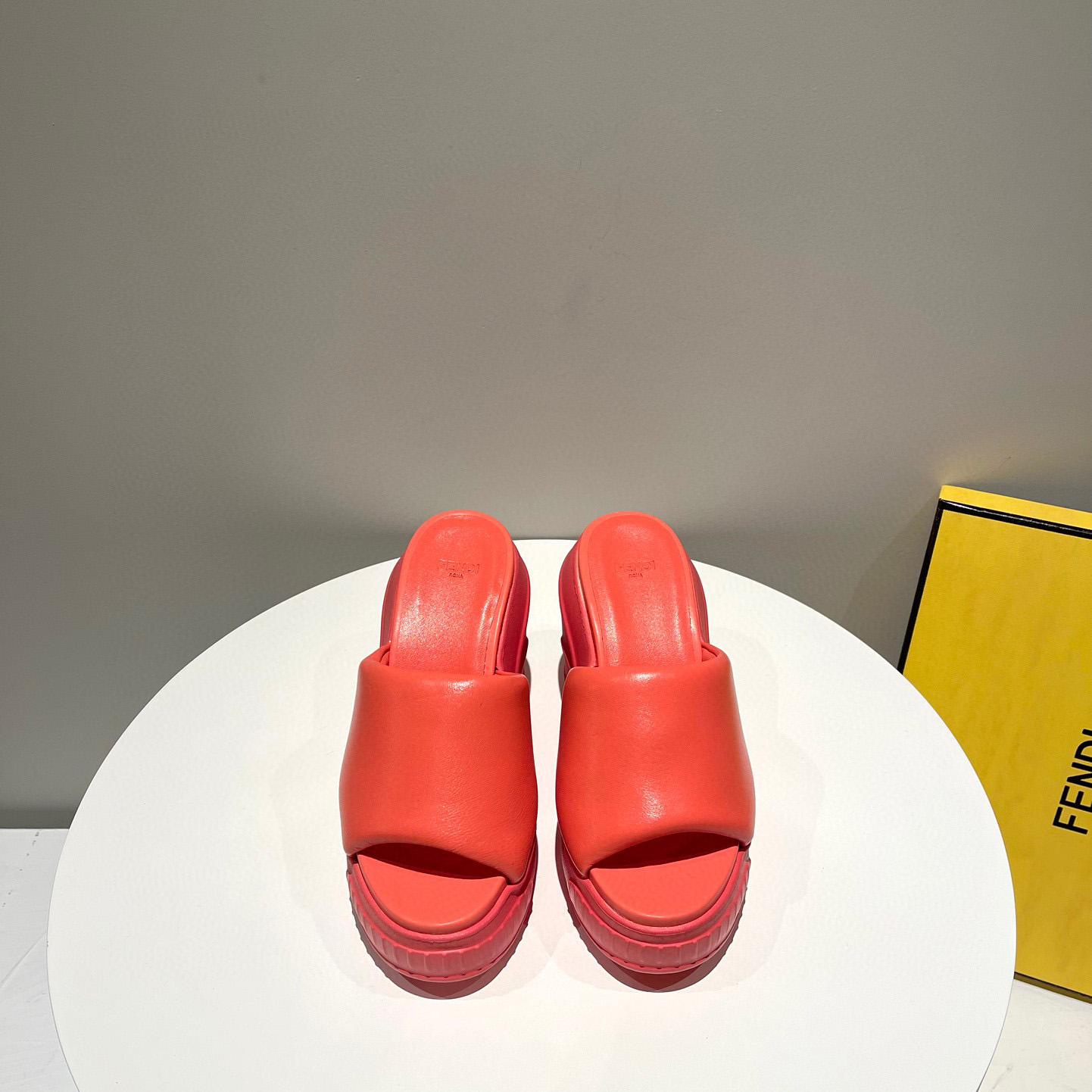 Fendi Fashion Show Red Nappa Leather Slides - EUR FASHION