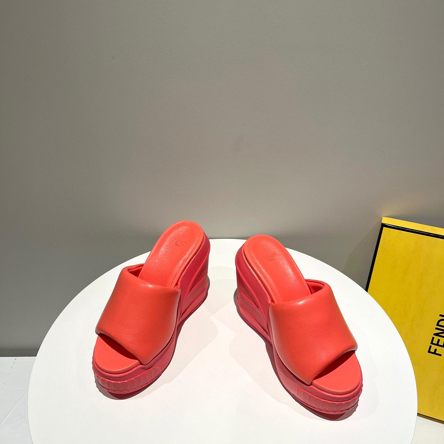 Fendi Fashion Show Red Nappa Leather Slides - EUR FASHION