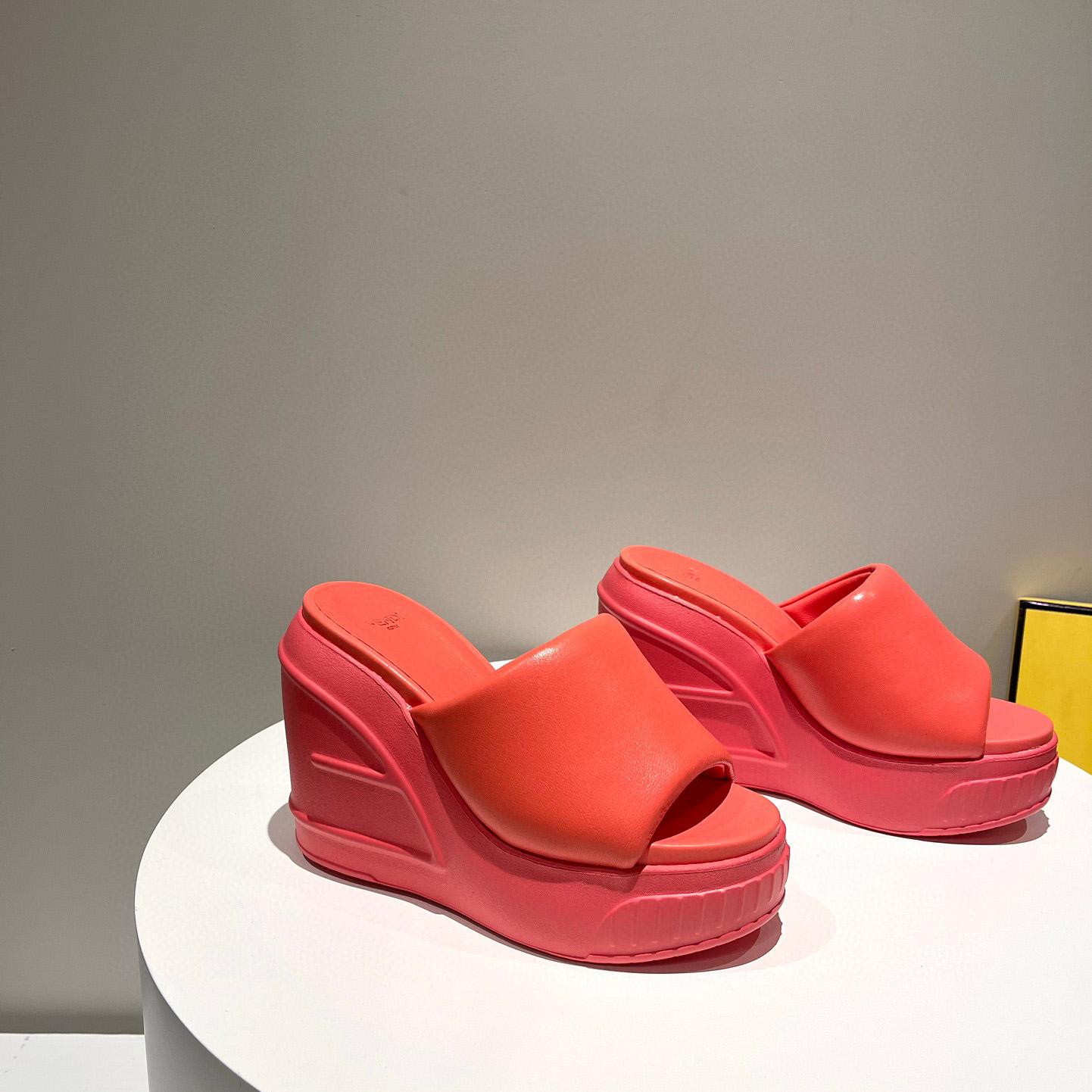 Fendi Fashion Show Red Nappa Leather Slides - EUR FASHION