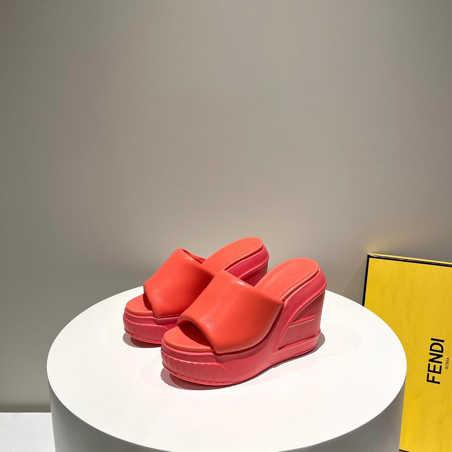 Fendi Fashion Show Red Nappa Leather Slides - EUR FASHION