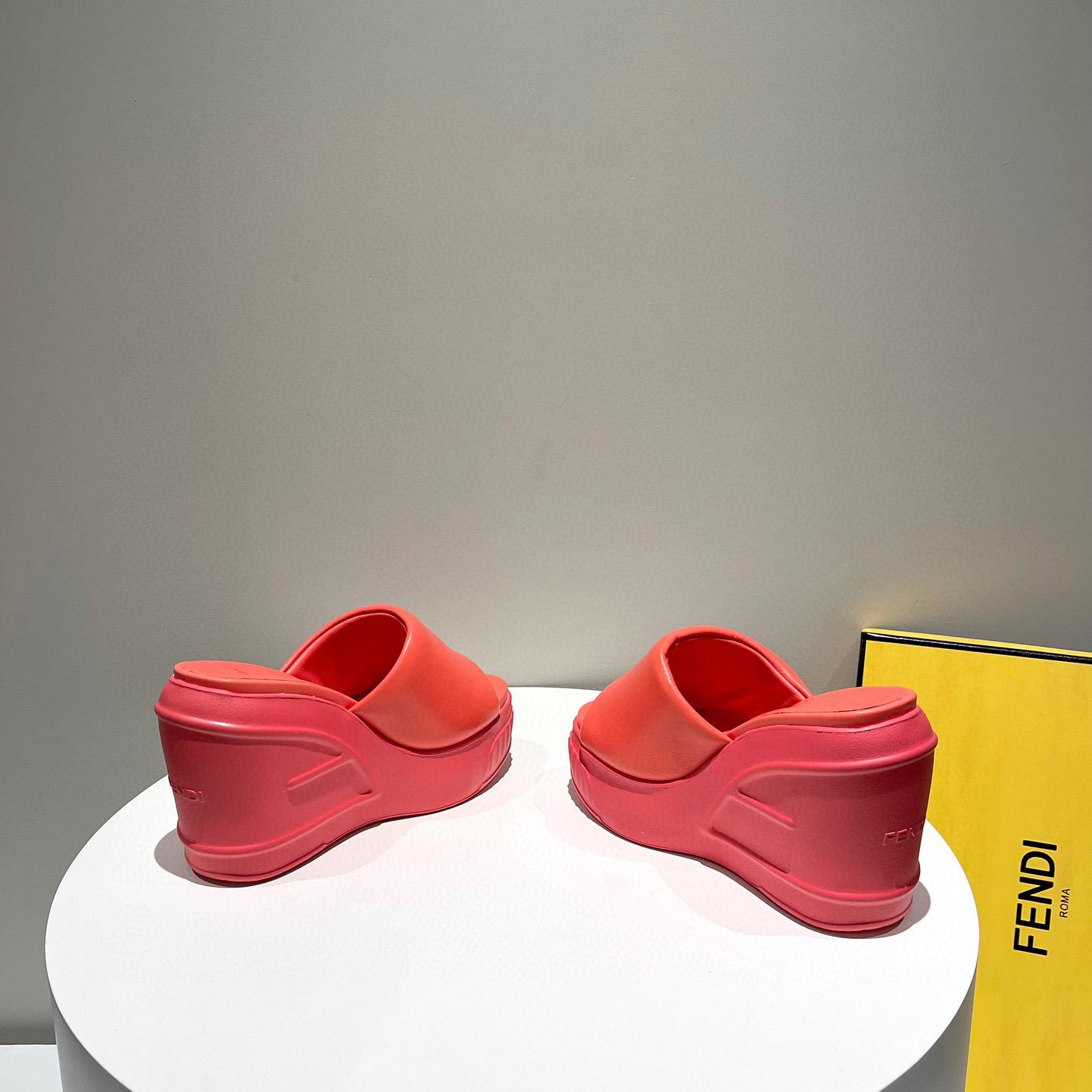 Fendi Fashion Show Red Nappa Leather Slides - EUR FASHION