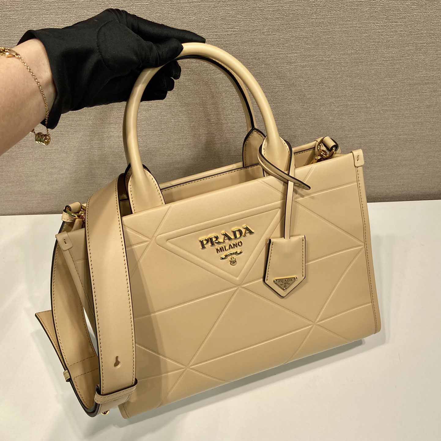 Prada Small Leather Prada Symbole Bag With Topstitching - EUR FASHION