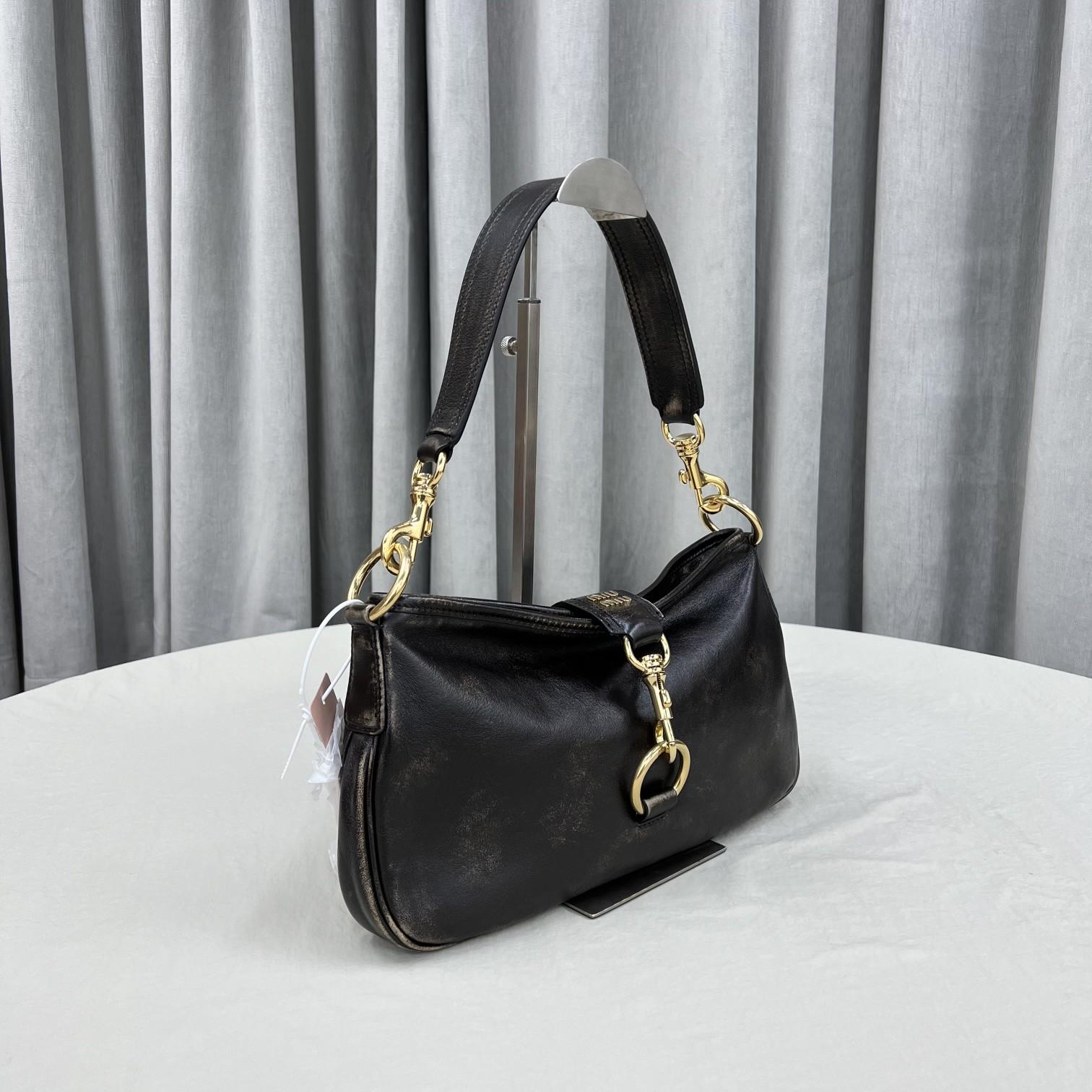 Miu Miu Leather Shoulder Bag With Snap Hook - EUR FASHION