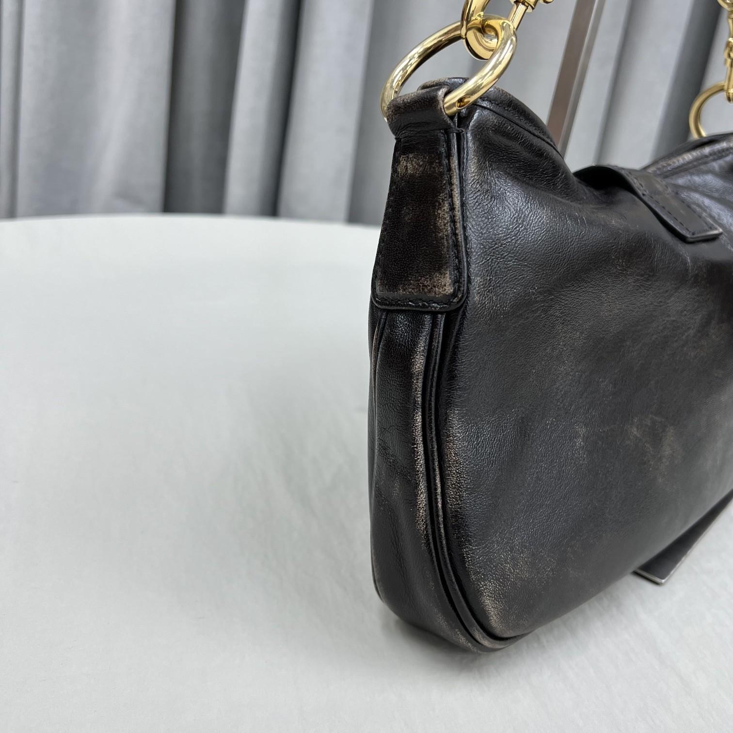 Miu Miu Leather Shoulder Bag With Snap Hook - EUR FASHION