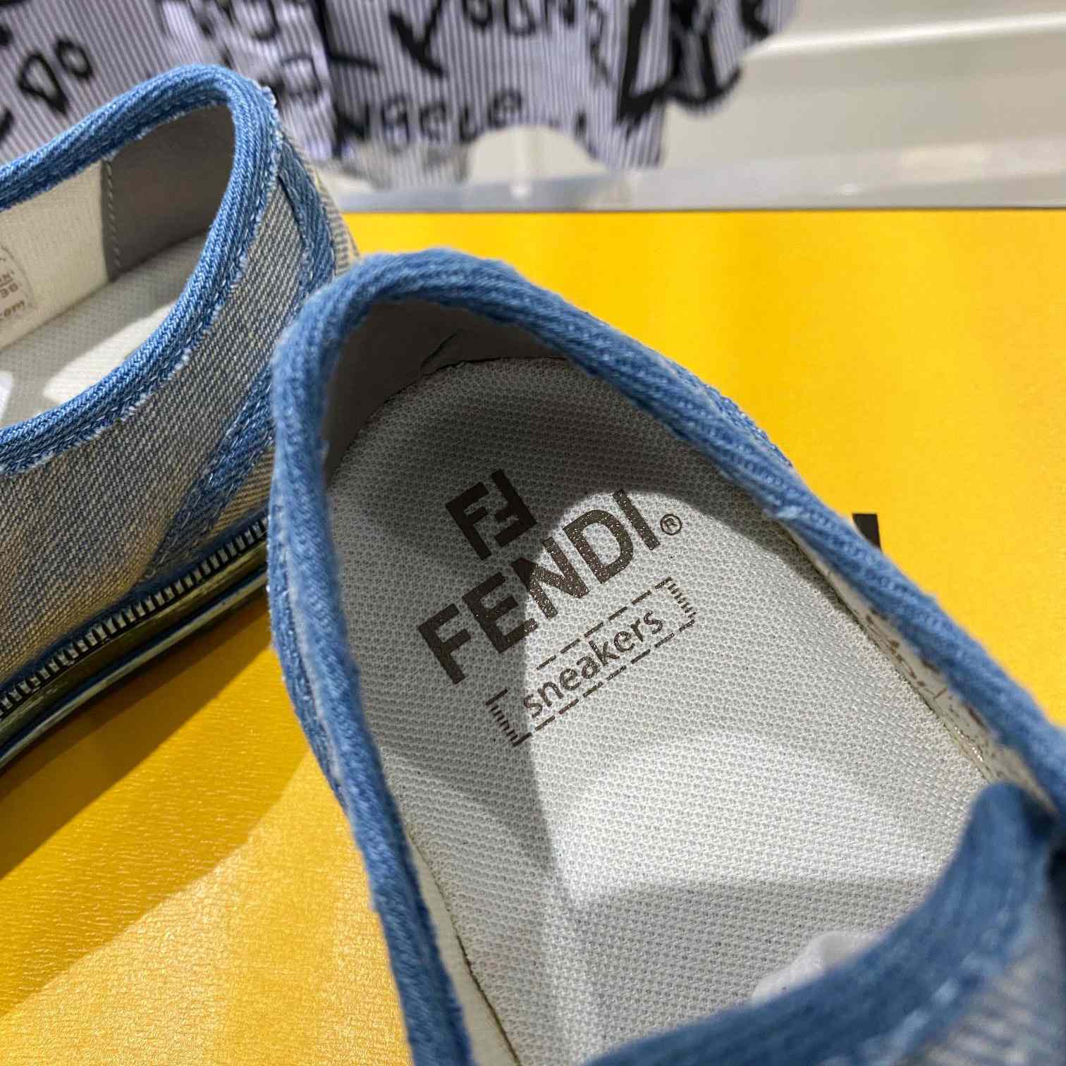 Fendi Domino Light Blue Denim Low Tops Sneakers - EUR FASHION