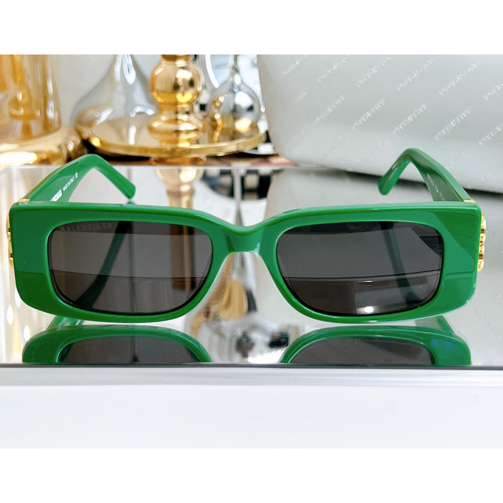 Balenciaga Dynasty Rectangle Sunglasses In Green    bb0096 - EUR FASHION