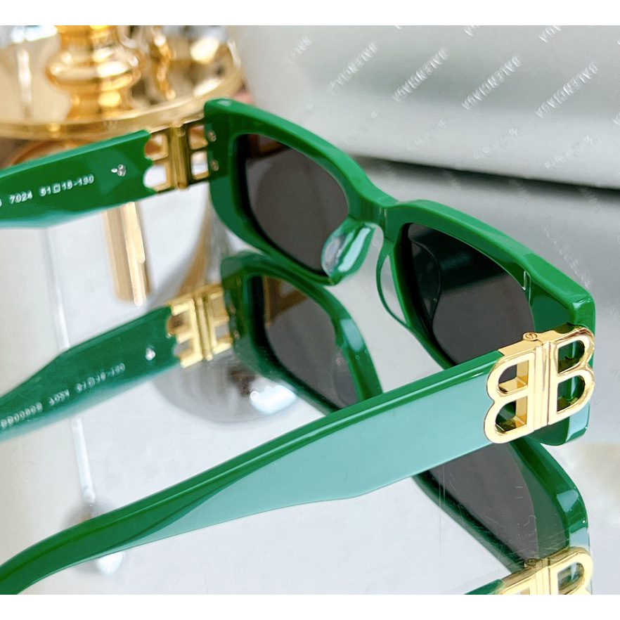 Balenciaga Dynasty Rectangle Sunglasses In Green    bb0096 - EUR FASHION