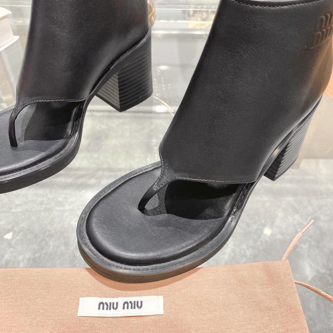 Miu Miu Leather Thong Booties - EUR FASHION