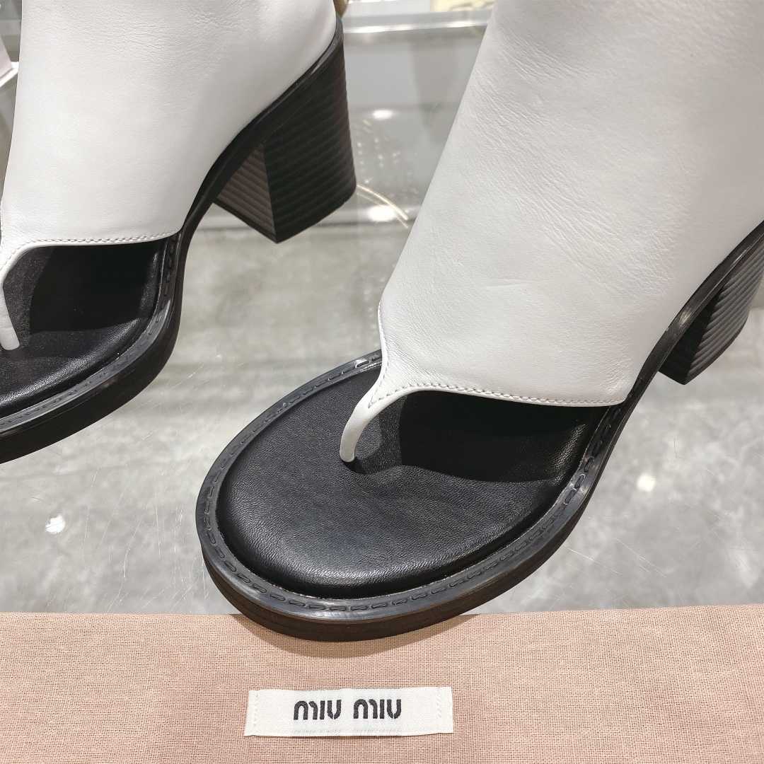 Miu Miu Leather Thong Booties - EUR FASHION