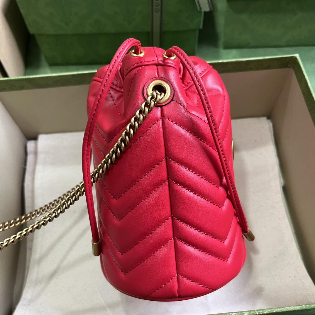 Gucci GG Marmont Matelassé Mini Bucket Bag  (19-17-13cm) - EUR FASHION