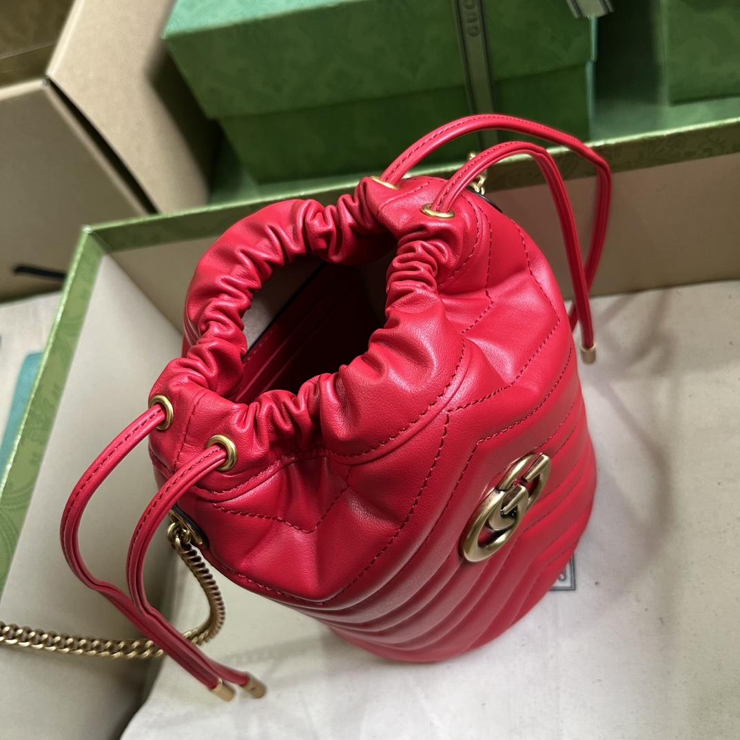 Gucci GG Marmont Matelassé Mini Bucket Bag  (19-17-13cm) - EUR FASHION