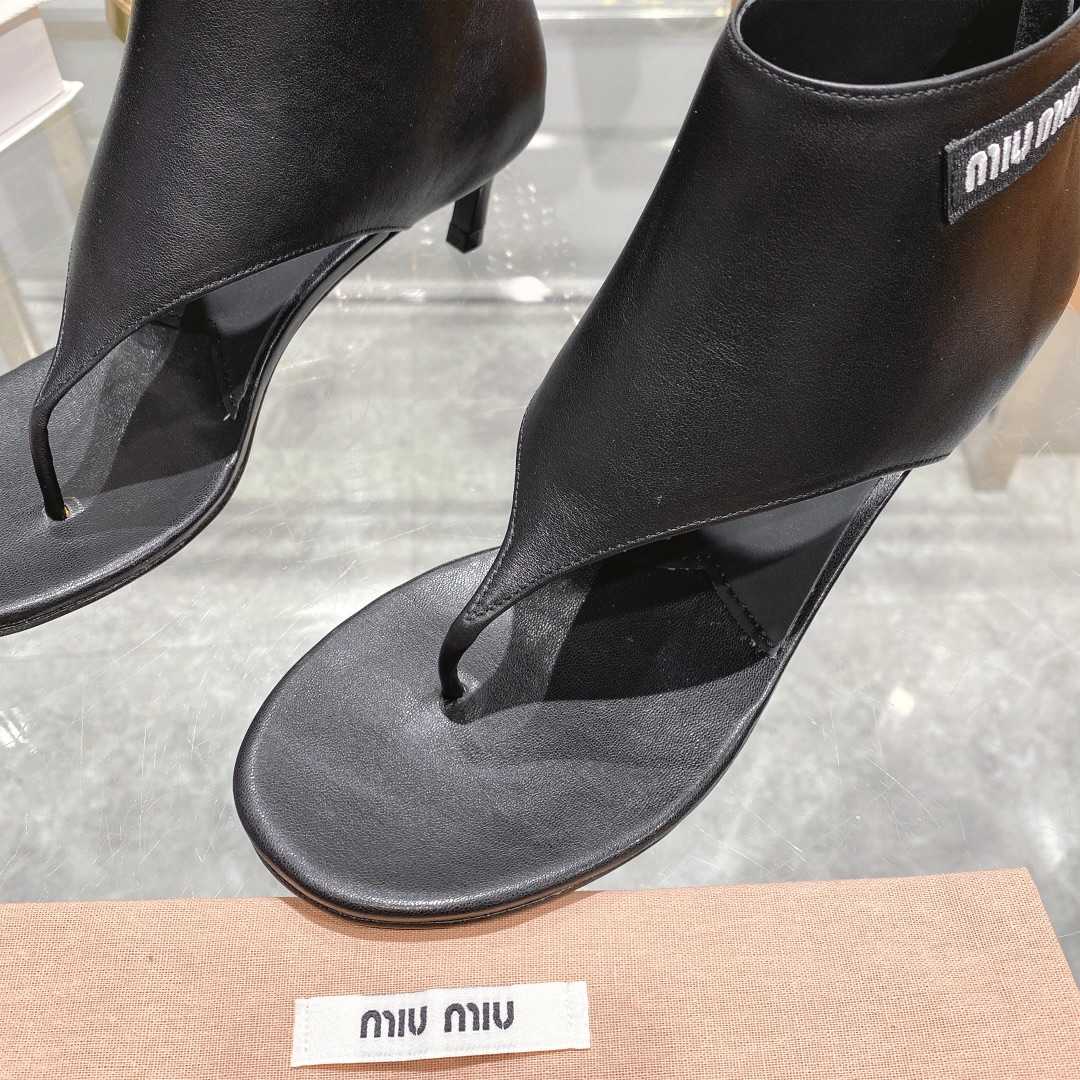 Miu Miu Leather Thong Booties - EUR FASHION