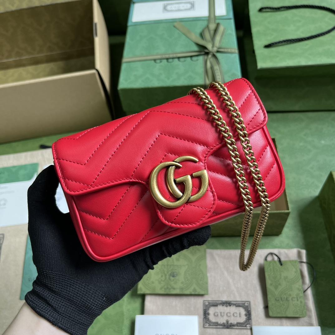 Gucci GG Marmont Matelassé Super Mini Bag (16.5-10-4.5cm) - EUR FASHION