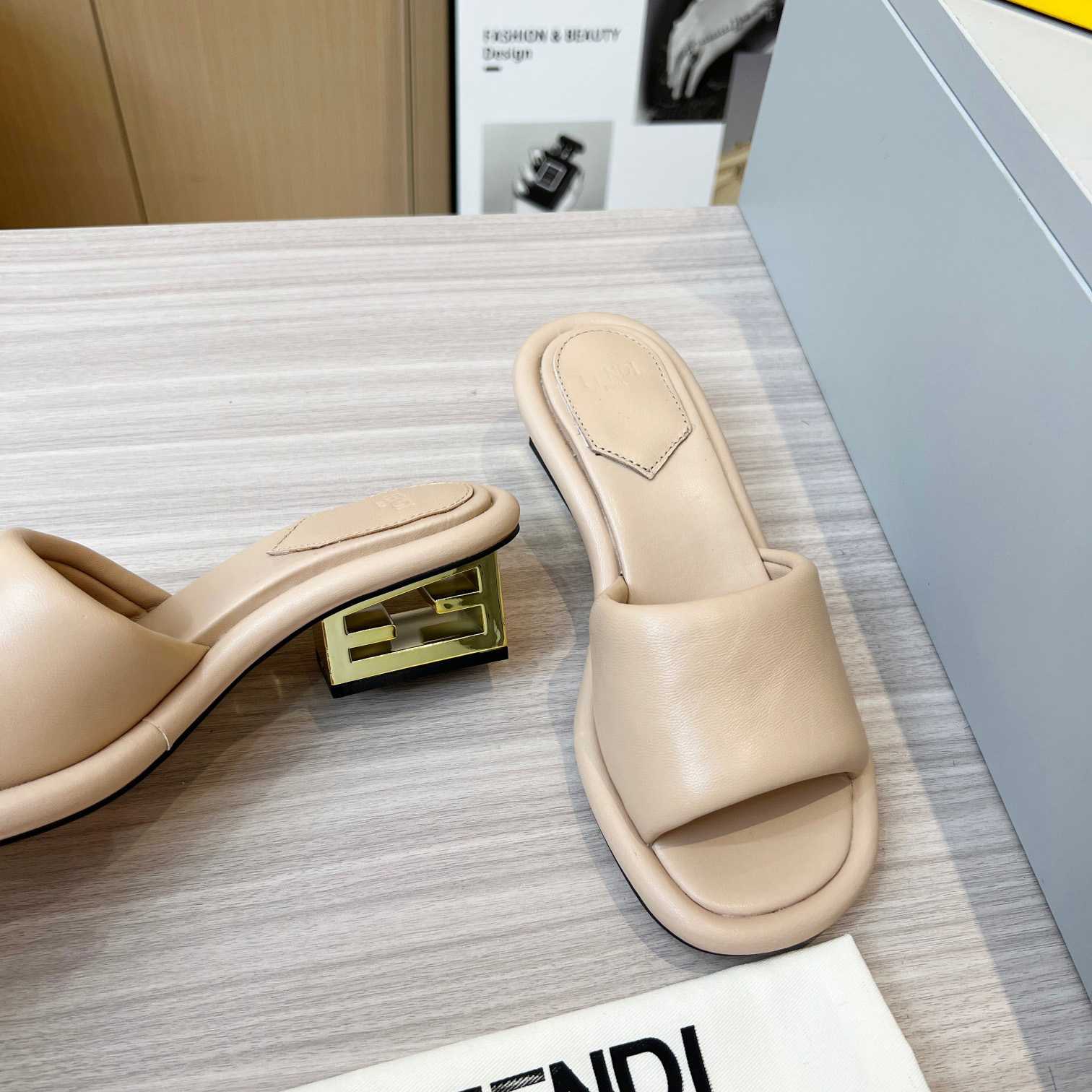 Fendi Baguette Beige Nappa Leather Slides - EUR FASHION