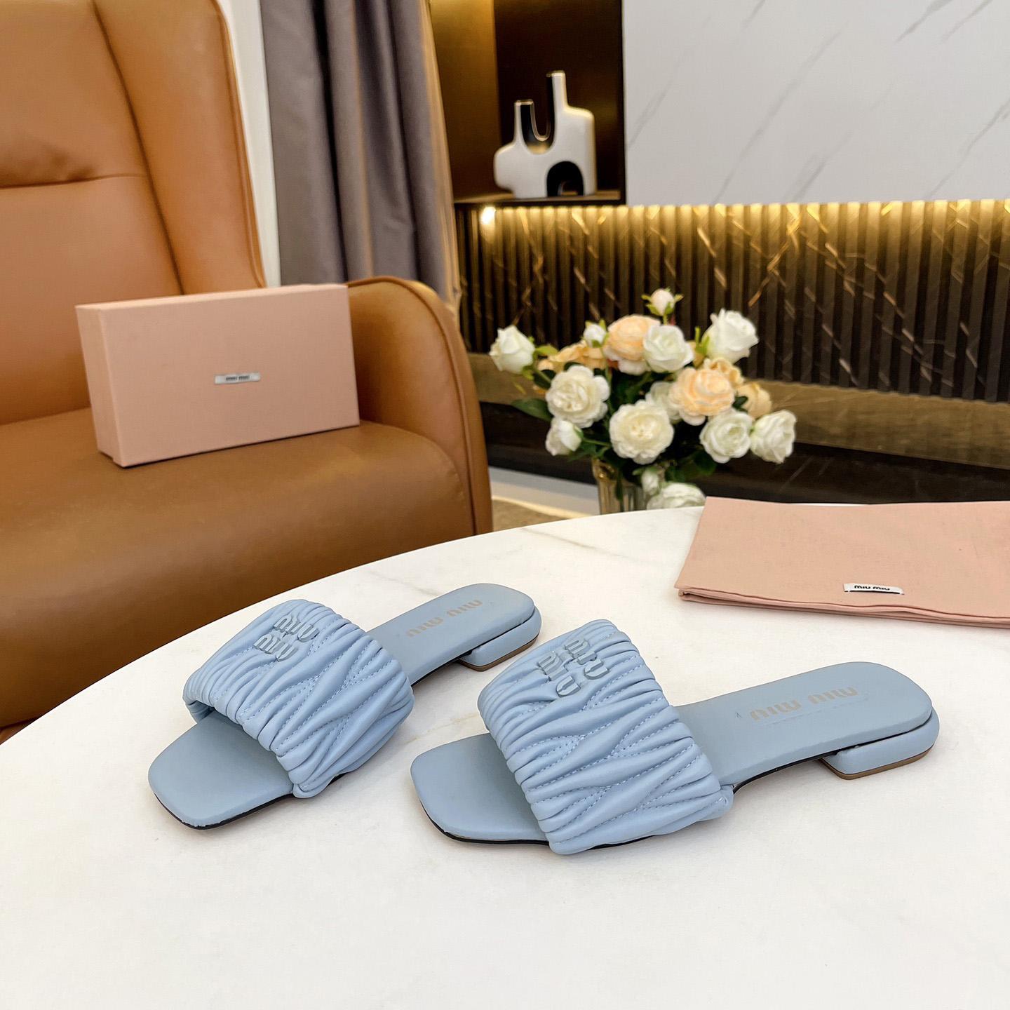 Miu Miu Matelassé Nappa Leather Slides - EUR FASHION