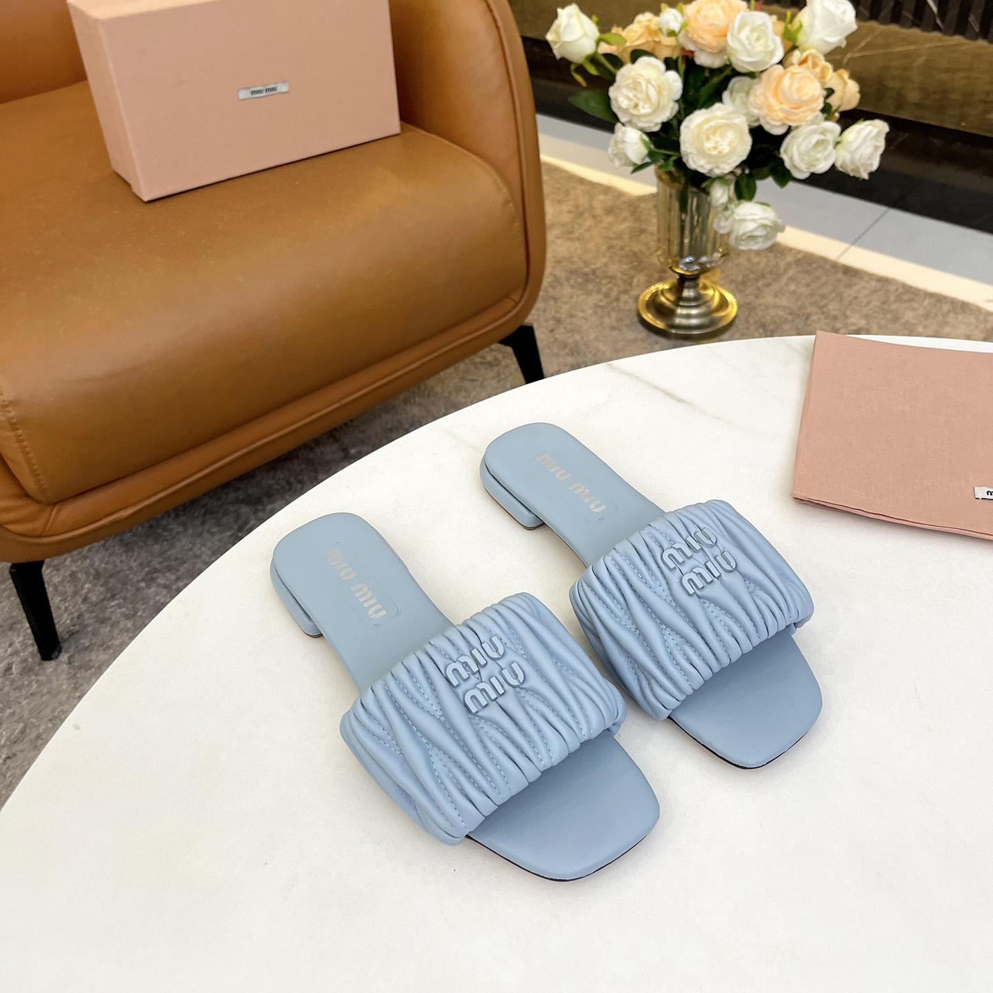 Miu Miu Matelassé Nappa Leather Slides - EUR FASHION