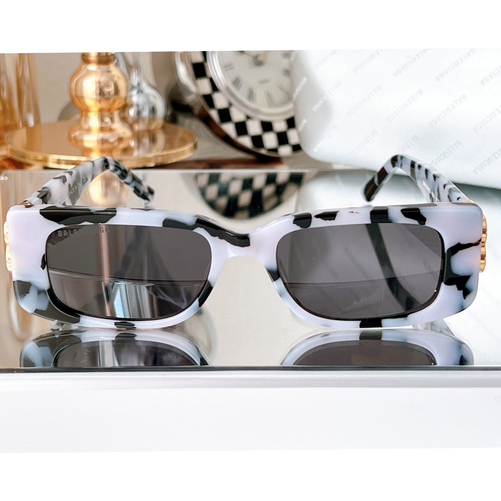 Balenciaga Dynasty Rectangle Sunglasses In White    bb0096 - EUR FASHION