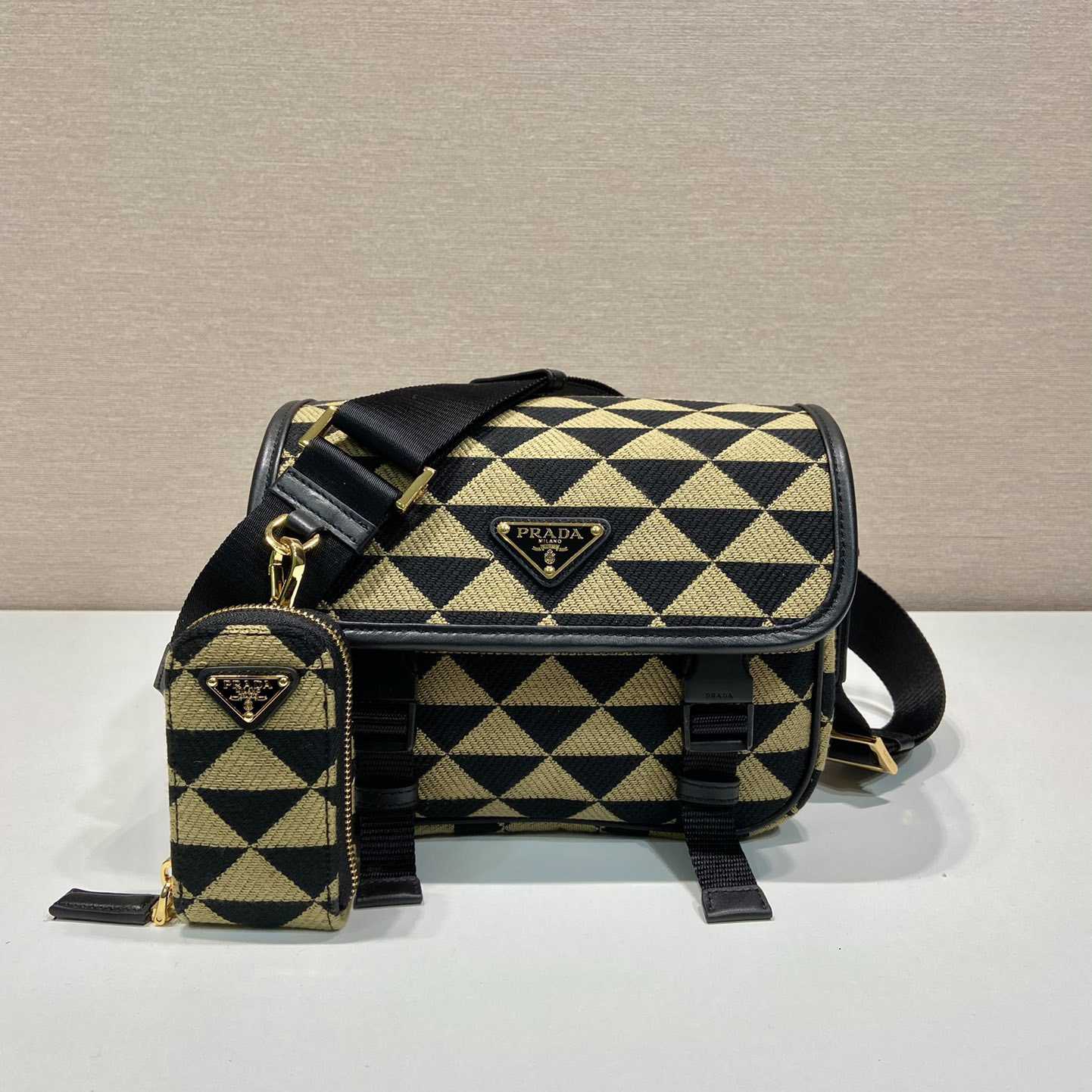 Prada Symbole Embroidered Fabric Bag - EUR FASHION