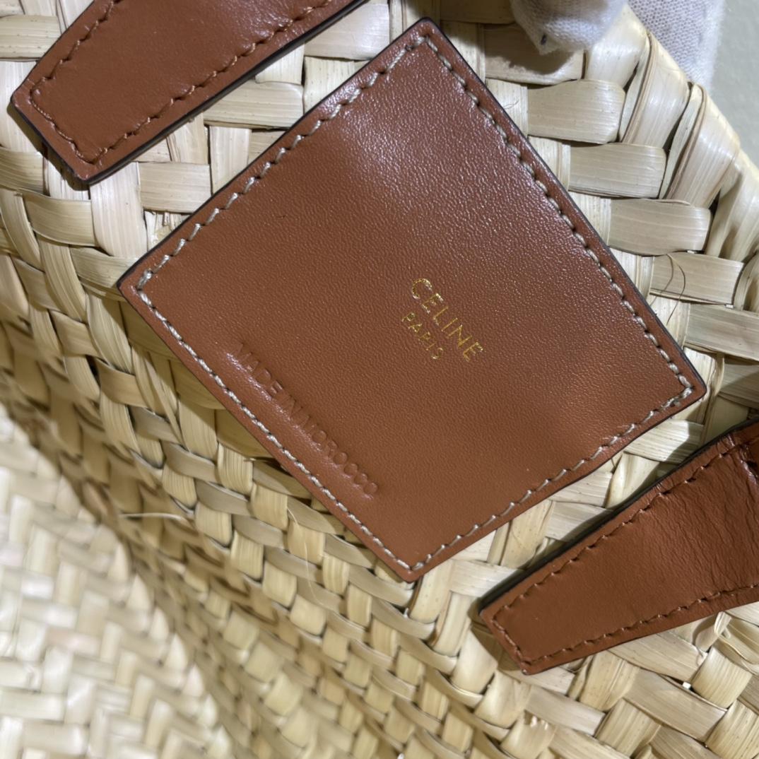 Celine Teen Triomphe Celine Classic Panier In Palm Leaves And Calfskin Tan - EUR FASHION