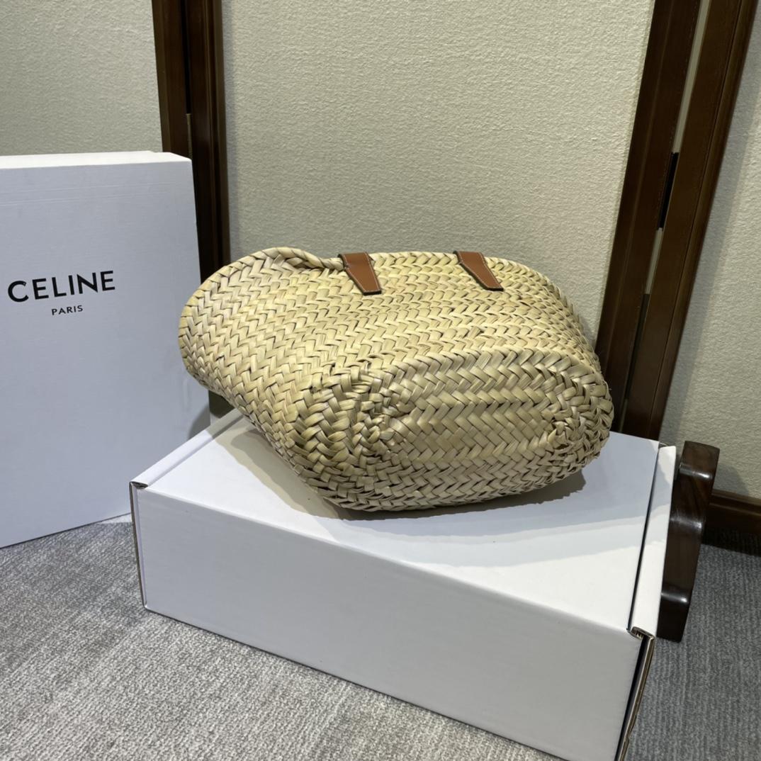 Celine Teen Triomphe Celine Classic Panier In Palm Leaves And Calfskin Tan - EUR FASHION