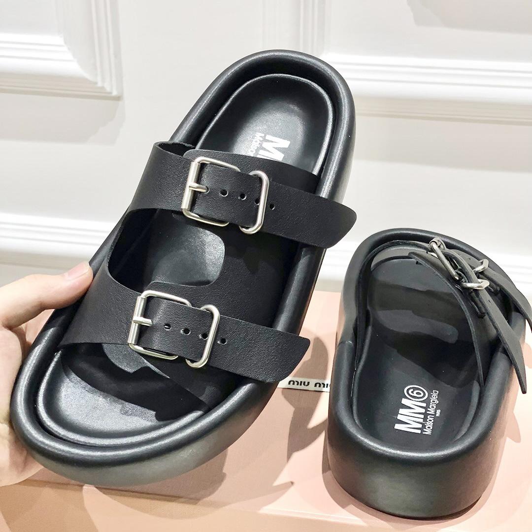 Maison Margiela MM6 Buckle-strap Leather Sandals - EUR FASHION