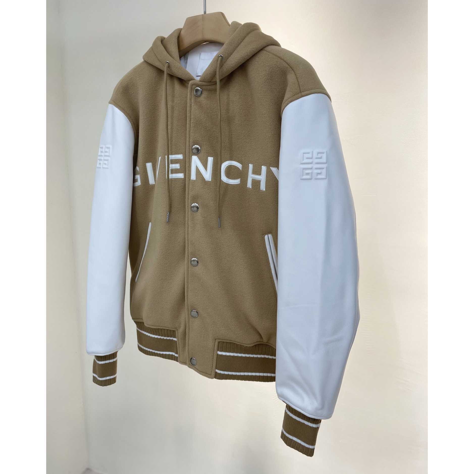 Givenchy Hooded Wool And Leather Big Varsity Jacket - EUR FASHION