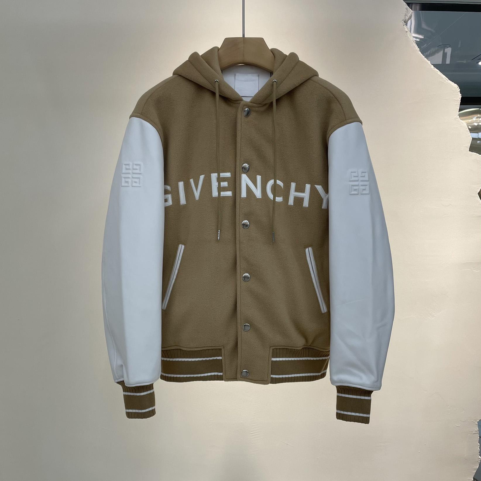 Givenchy Hooded Wool And Leather Big Varsity Jacket - EUR FASHION