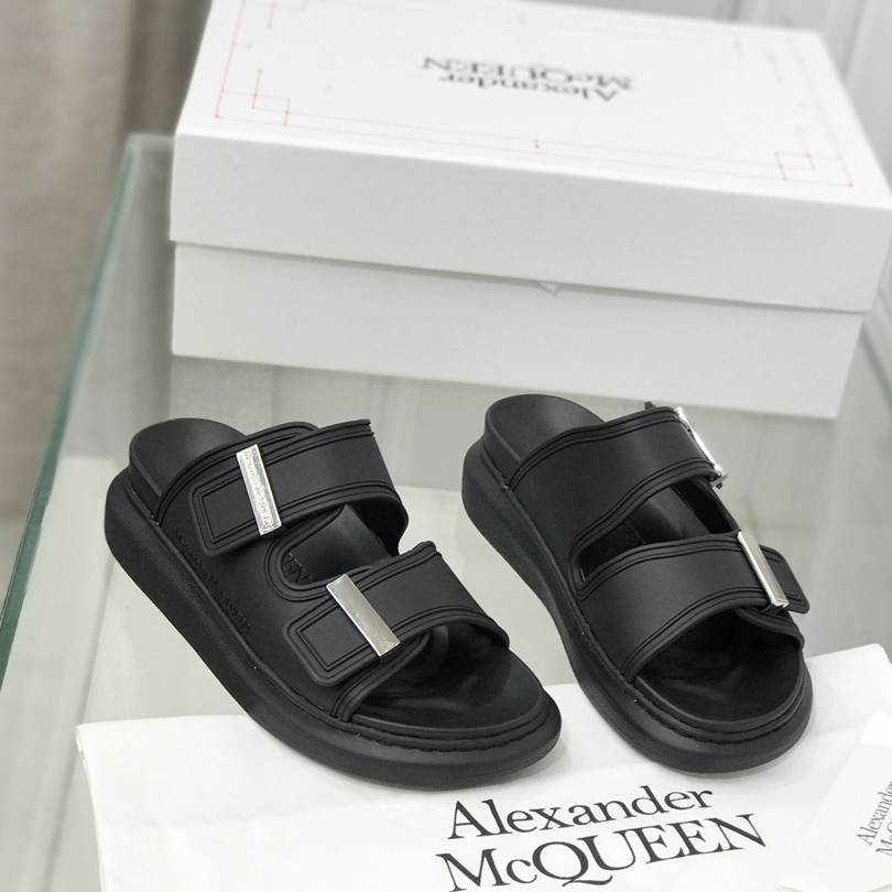 Alexander Mqueen Women's Hybrid Slide In Black/Silver - EUR FASHION