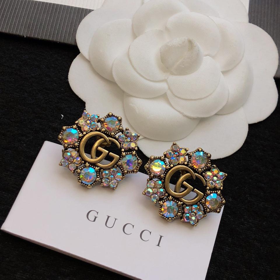 Gucci Double G Crystal Flowers Earrings - EUR FASHION