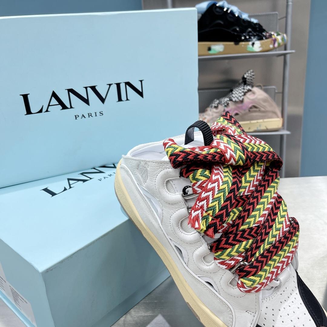 Lanvin Leather And Glitter Technical Material Curb Sneakers  - EUR FASHION