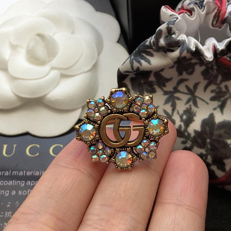 Gucci Double G Crystal Flower Ring - EUR FASHION