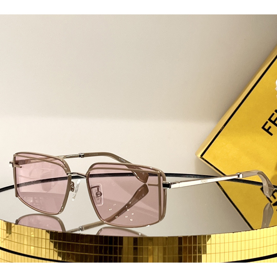 Fendi First Sight Brown Metal Fashion Show Sunglasses With pink Lenses - EUR FASHION