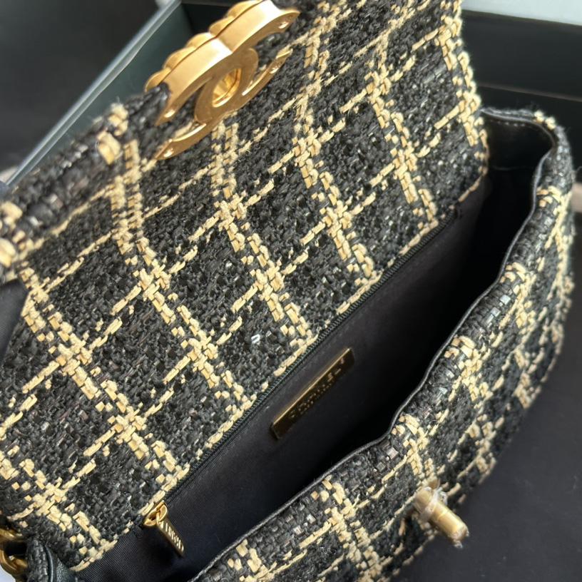 Chanel Black and Gold Tweed Medium 19 Bag Gold Hardware - EUR FASHION