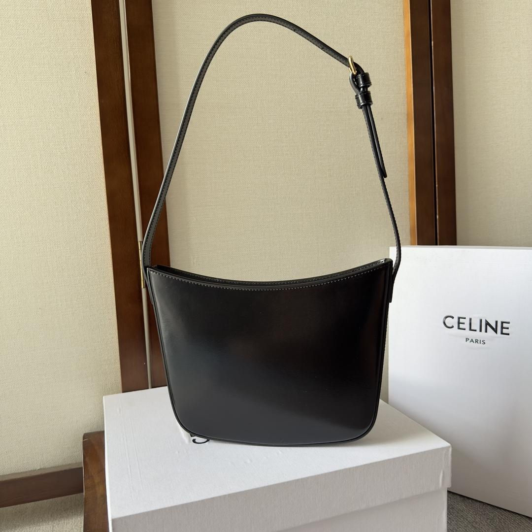 Celine Medium Celine Croque Bag In Shiny Calfskin Black - EUR FASHION