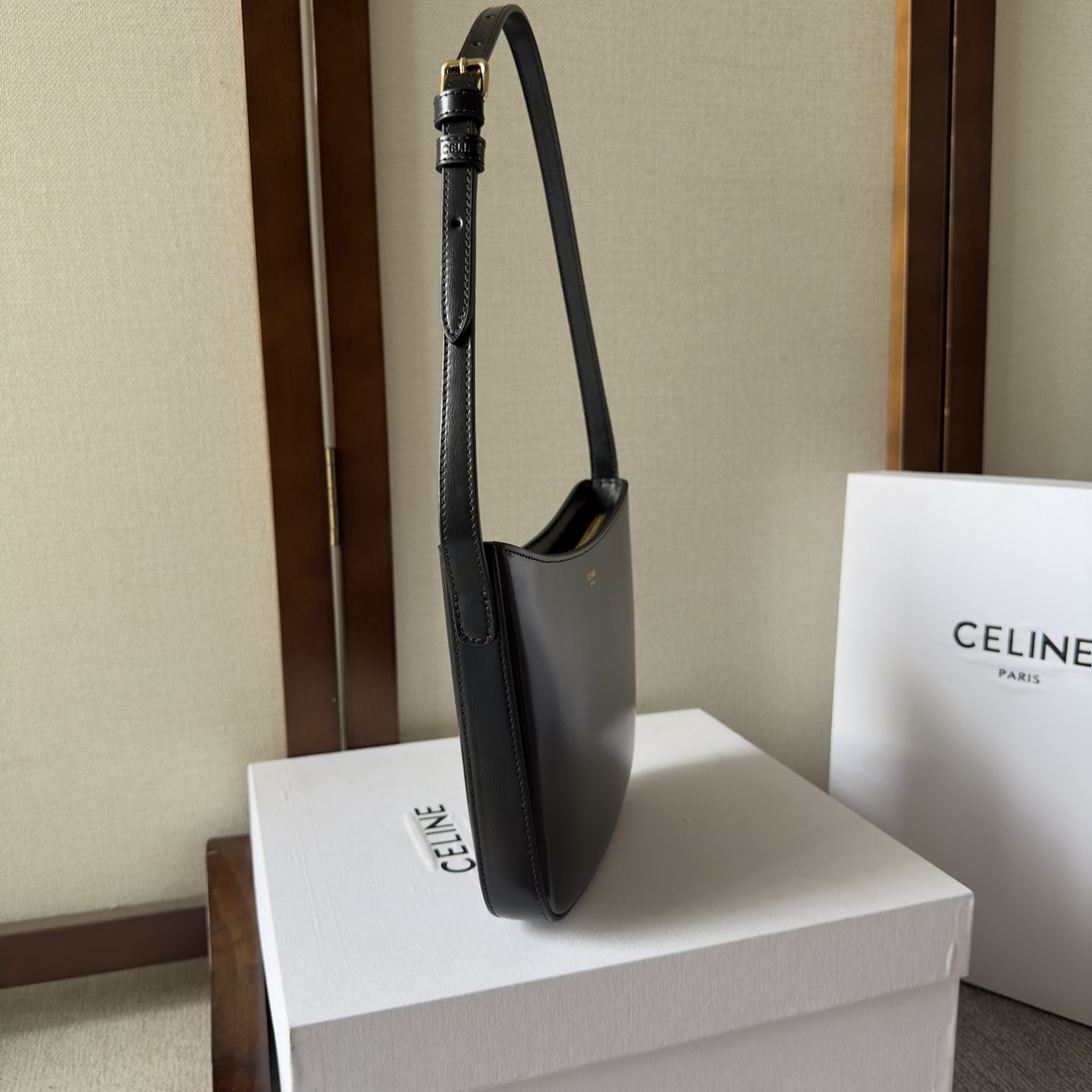 Celine Medium Celine Croque Bag In Shiny Calfskin Black - EUR FASHION