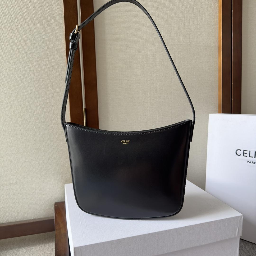 Celine Medium Celine Croque Bag In Shiny Calfskin Black - EUR FASHION