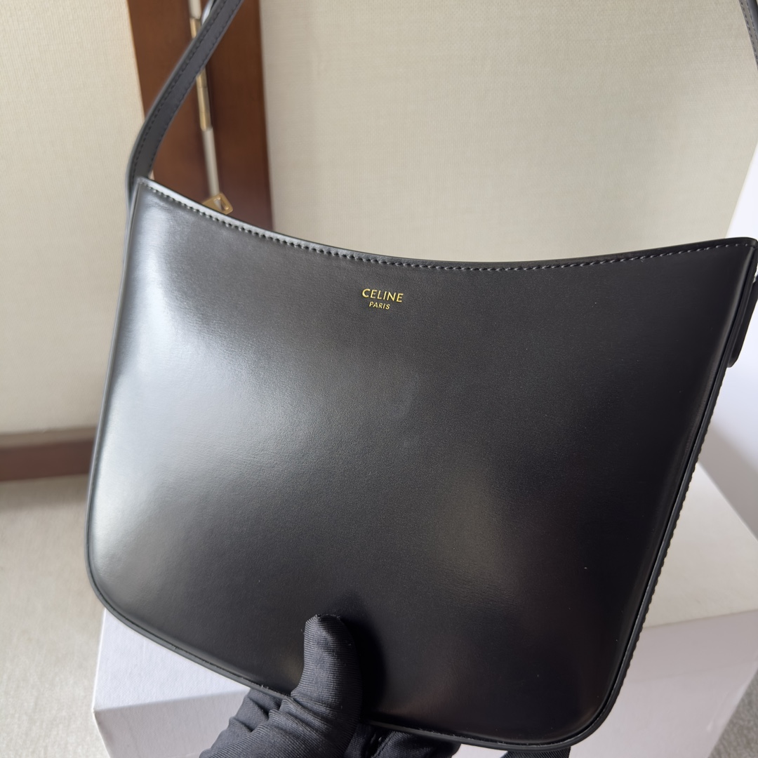 Celine Medium Celine Croque Bag In Shiny Calfskin Black - EUR FASHION