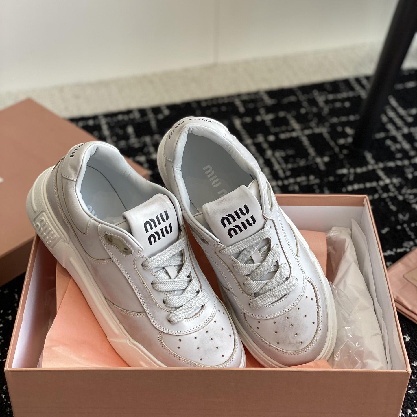 Miu Miu Bleached Leather Sneakers - EUR FASHION