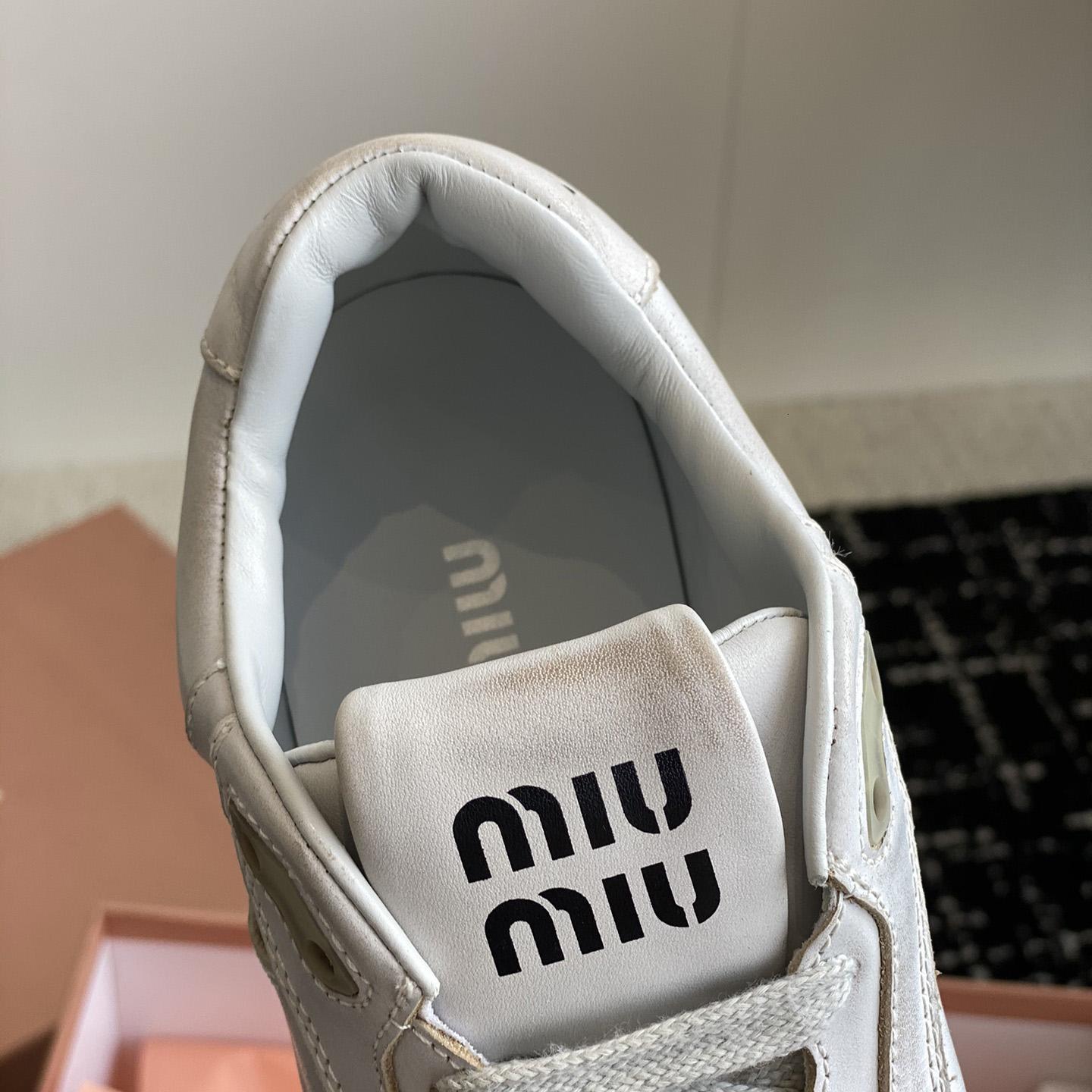 Miu Miu Bleached Leather Sneakers - EUR FASHION