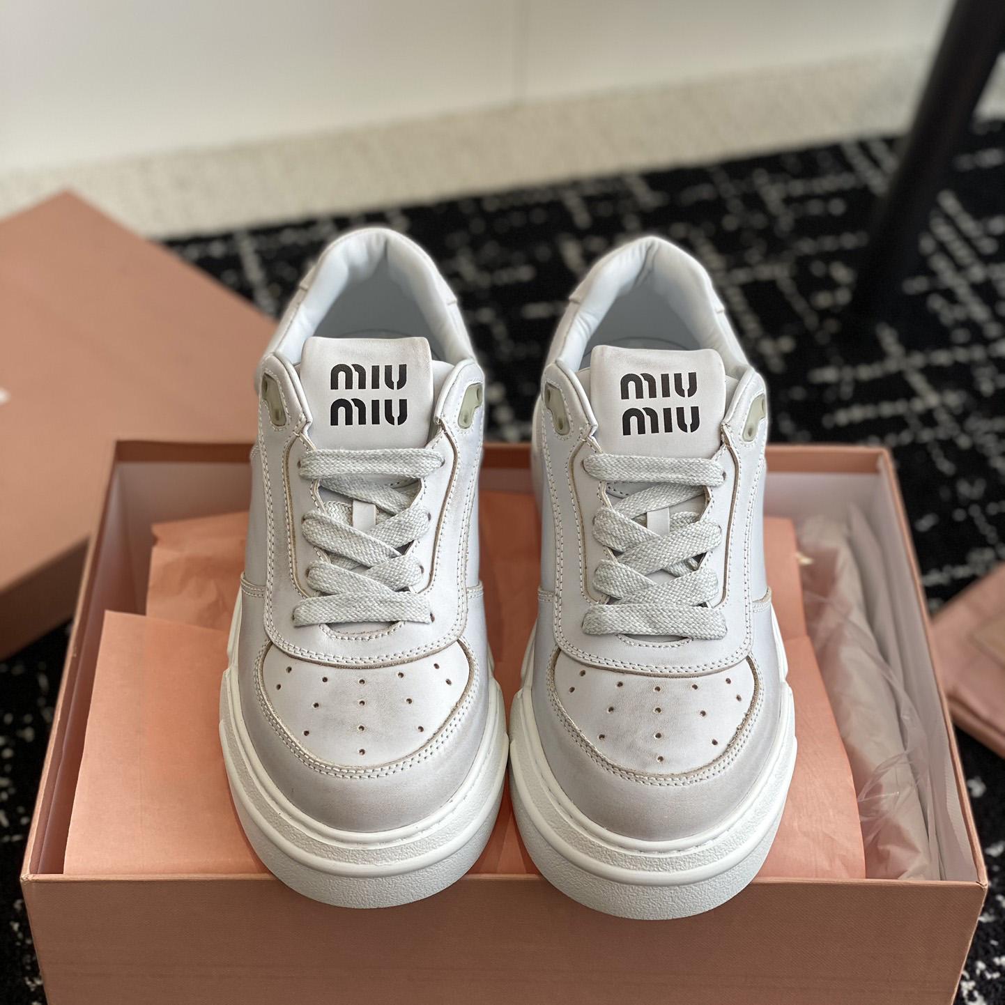 Miu Miu Bleached Leather Sneakers - EUR FASHION