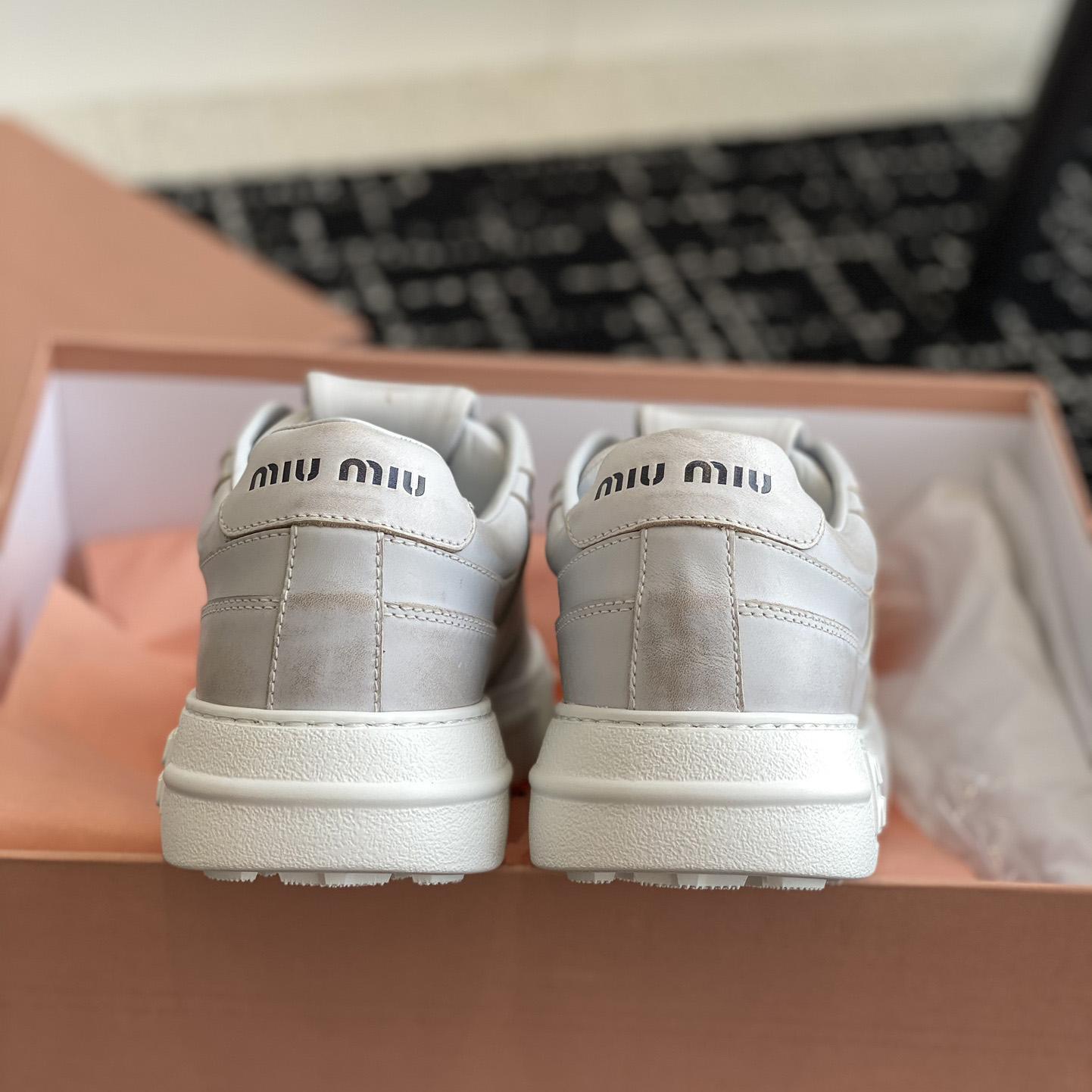 Miu Miu Bleached Leather Sneakers - EUR FASHION