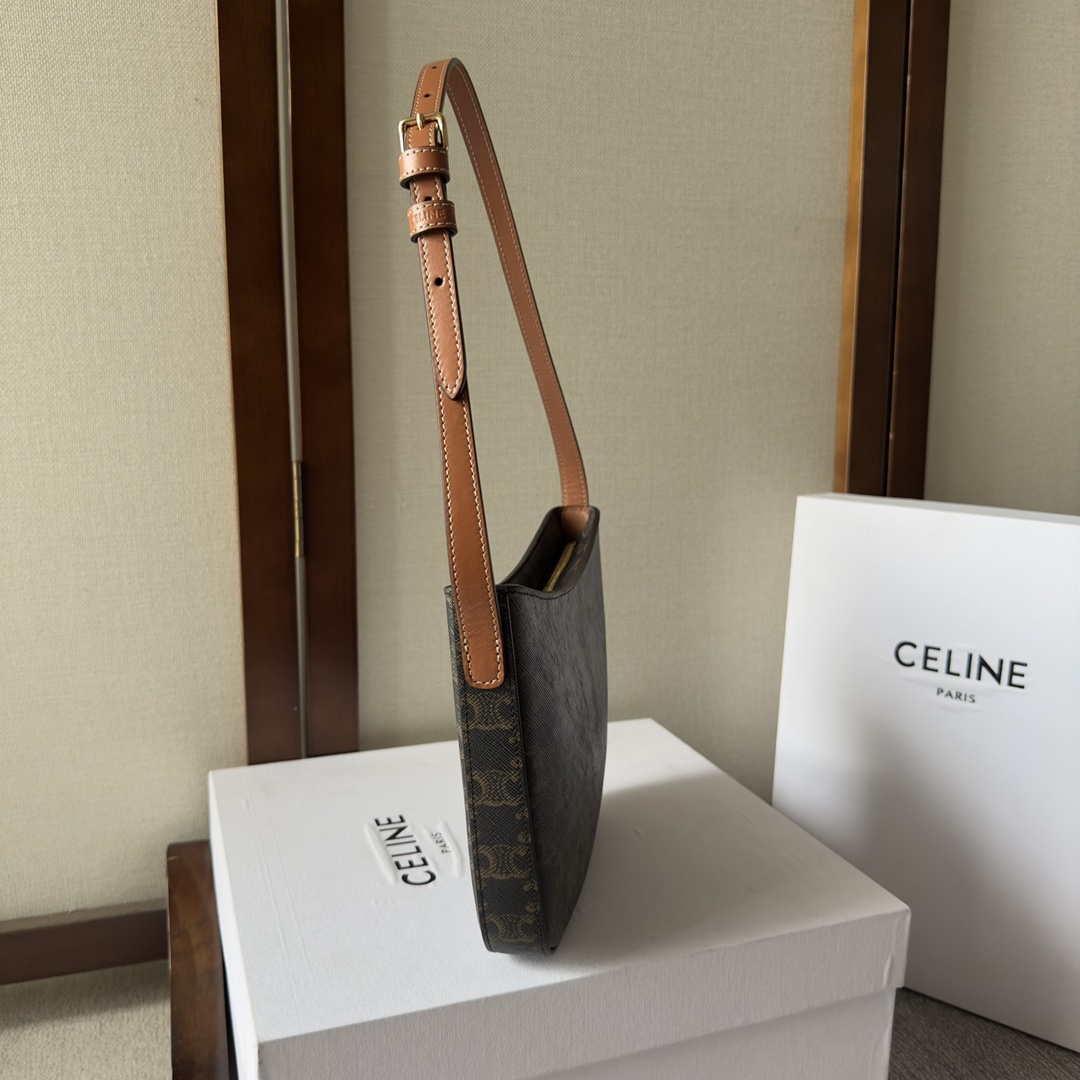 Celine Medium Celine Croque Bag In Triomphe Canvas And Calfskin Tan - EUR FASHION