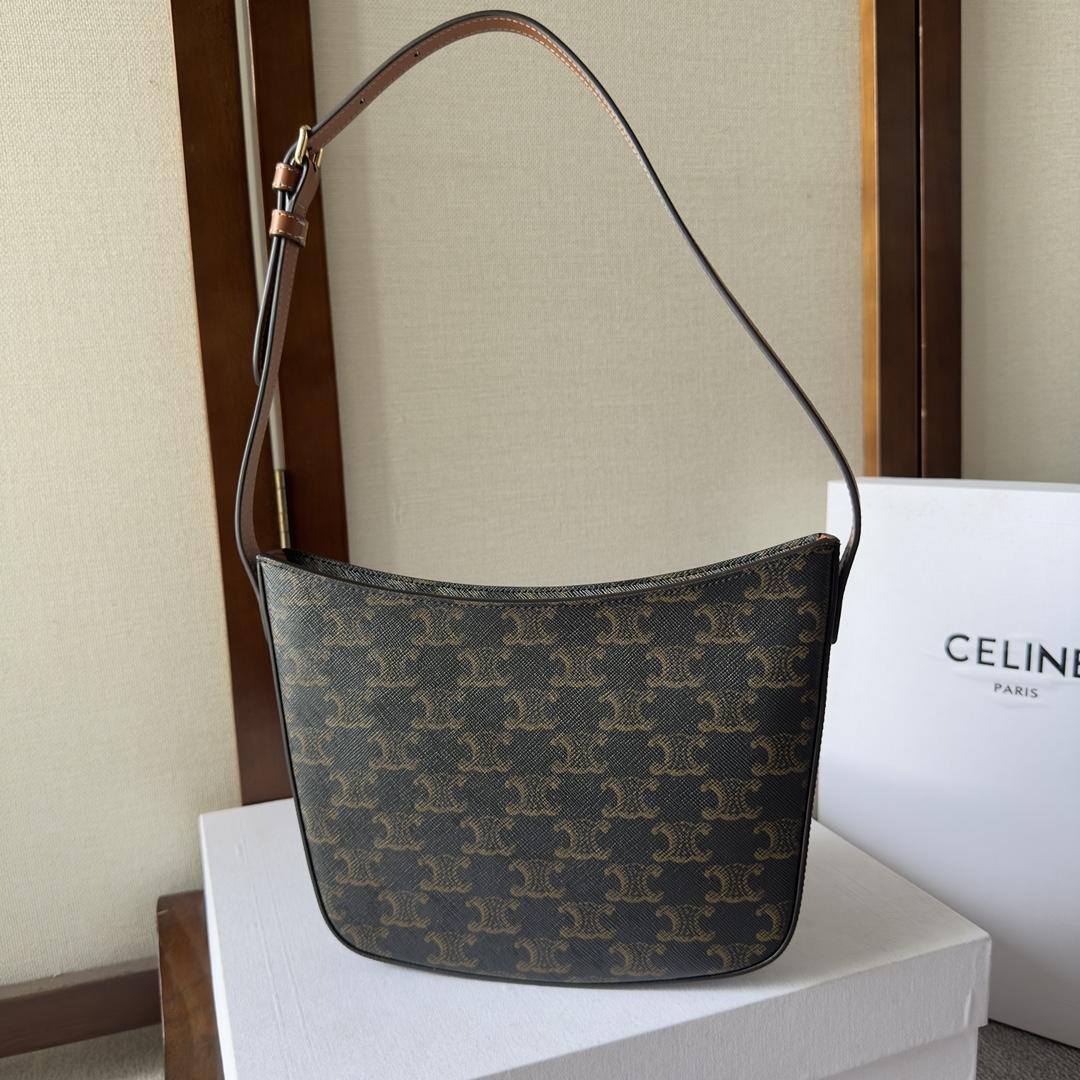 Celine Medium Celine Croque Bag In Triomphe Canvas And Calfskin Tan - EUR FASHION