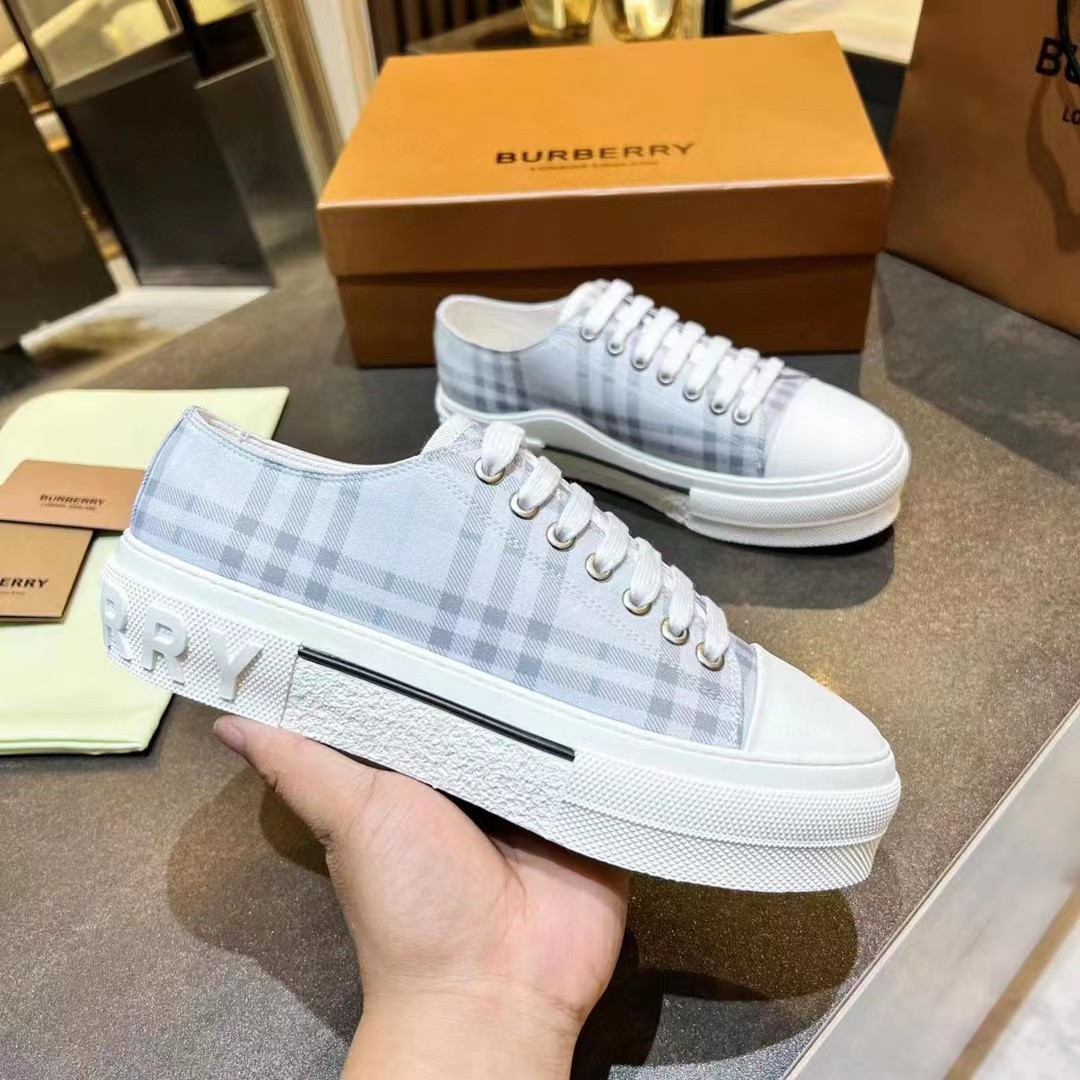 Burberry Check Cotton Sneakers - EUR FASHION