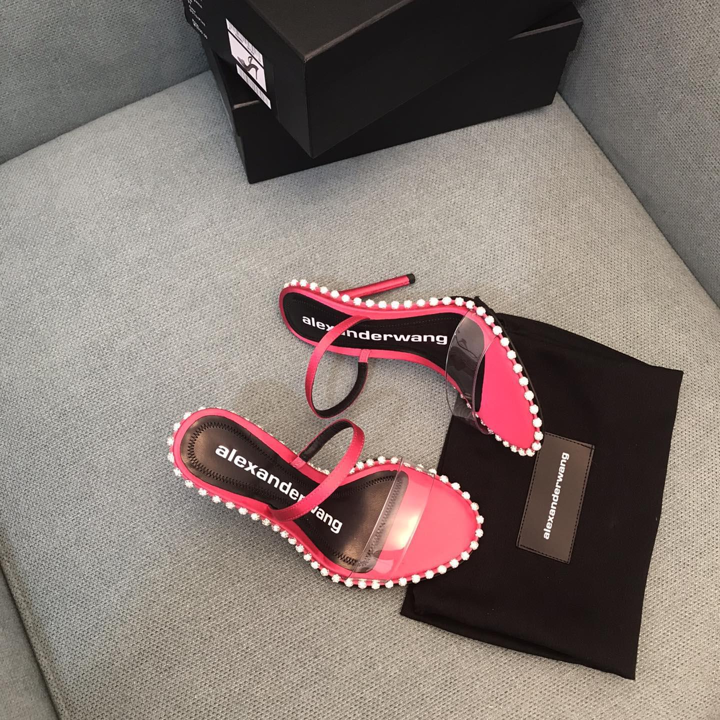 Alexander Wang Pink Satin Nova Crystal Sandals - EUR FASHION